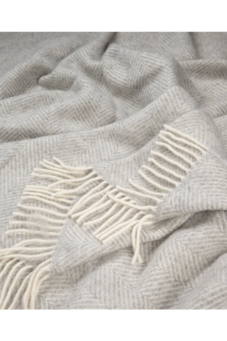 Highland Tweeds Herringbone Pure New Wool Throw, Alternate, color, Silver