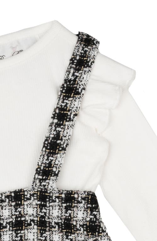 Rare Editions Tweed Dress, Ruffled Bodysuit & Headband Set In Black