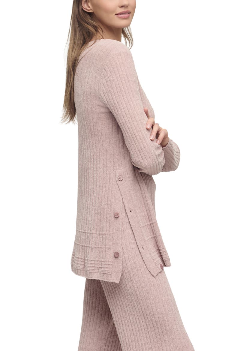 CozyChic® Ultra Lite® Textured Ribbed Button Sweater, Alternate, color, TEABERRY