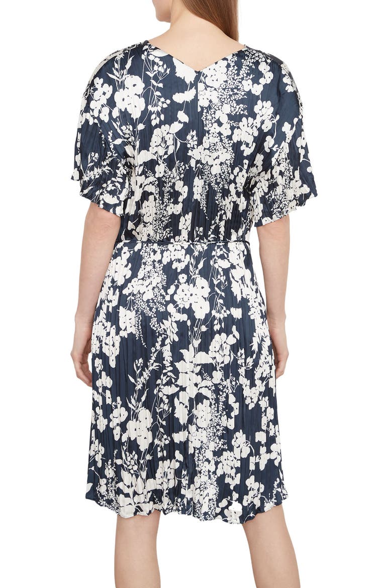 Arboretum Floral Crinkled Satin Dress, Alternate, color, COASTAL
