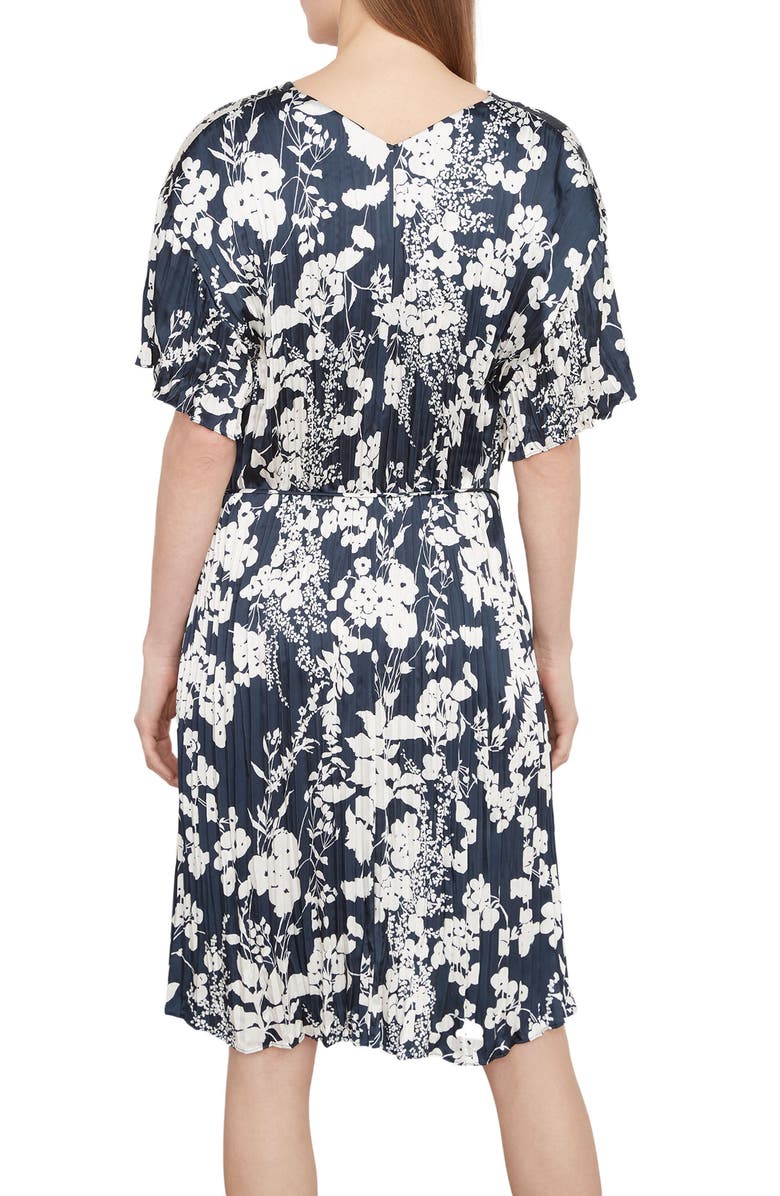Vince Arboretum Floral Crinkled Satin Dress, Alternate, color, Coastal