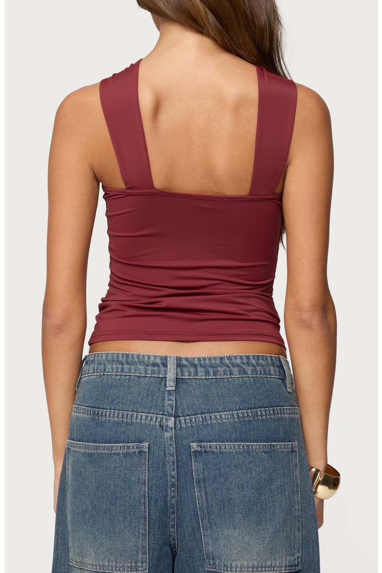 Cielle Hardware Gathered Tank, Alternate, color, BURGUNDY
