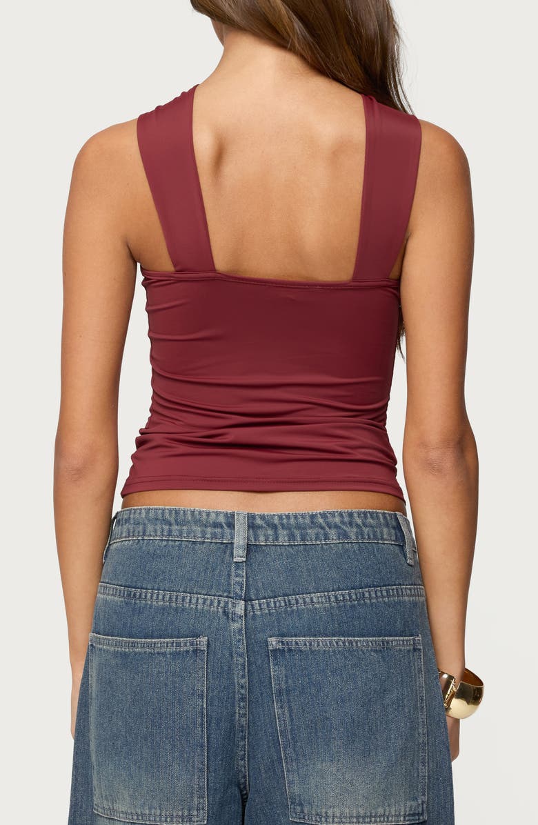 EDIKTED Cielle Hardware Gathered Tank, Alternate, color, Burgundy