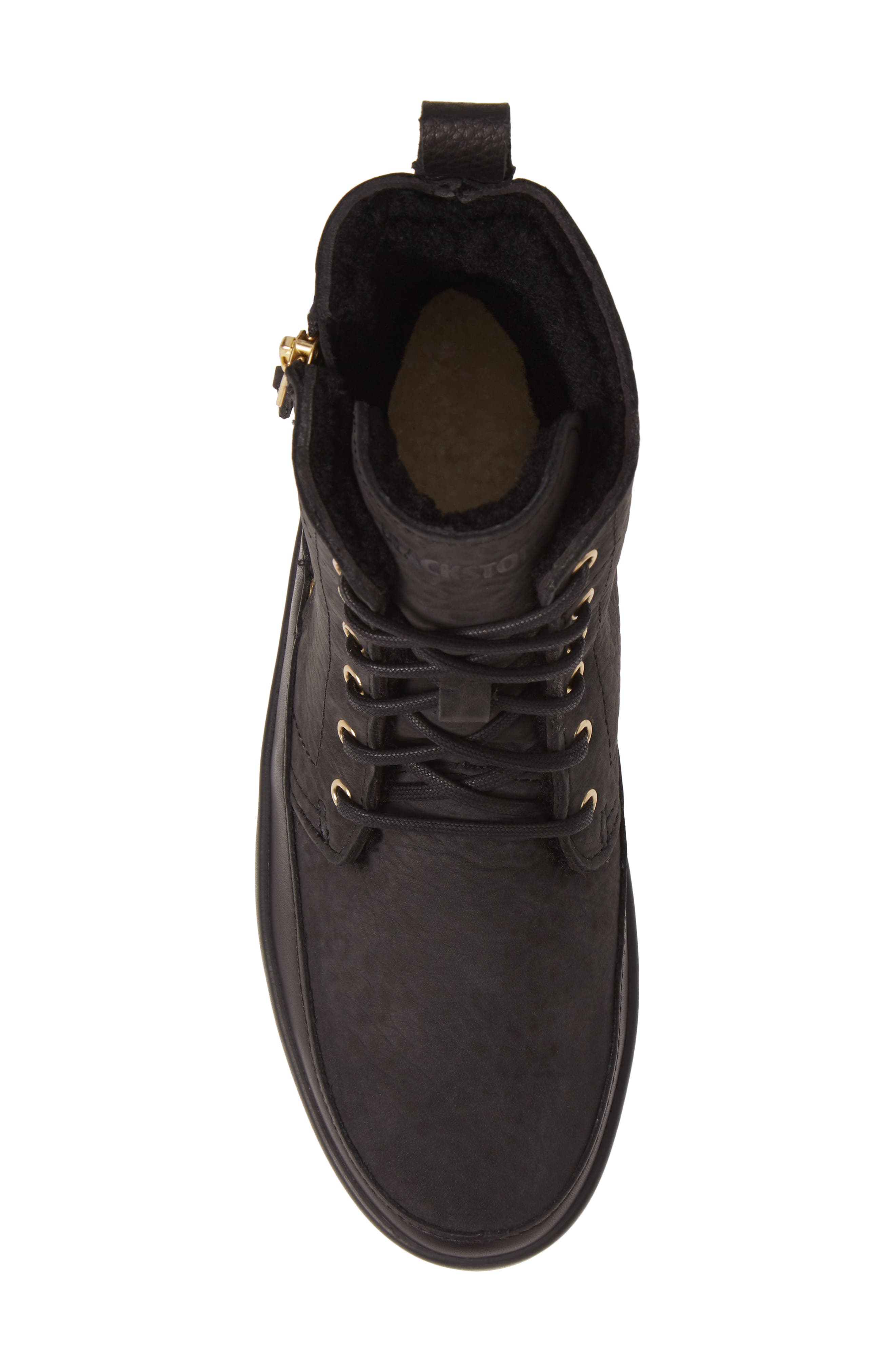 'CW96' Genuine Shearling Lined Sneaker Boot, Alternate, color, BLACK SOLID LEATHER