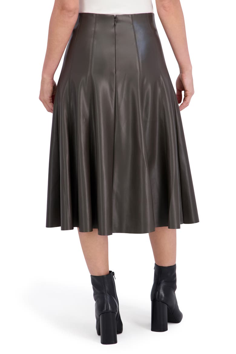 Supersoft Faux Leather Flounce Midi Skirt, Alternate, color, OLIVE