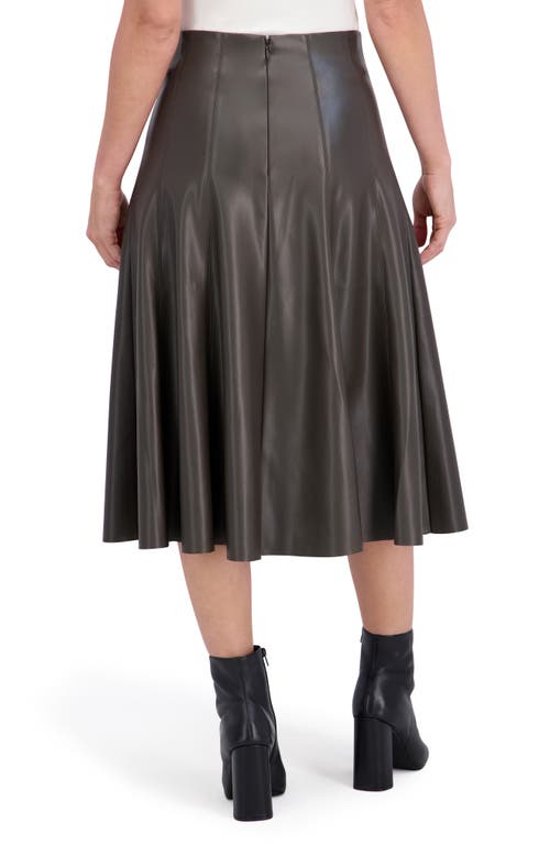 Ookie & Lala Supersoft Faux Leather Flounce Midi Skirt In Green