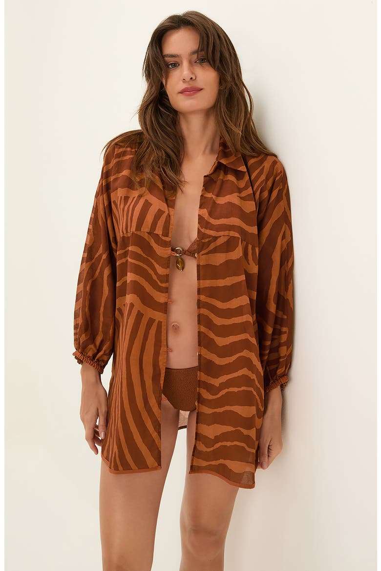 Sundown Mori Cover-Up Shirt, Alternate, color, BROWN MULTI