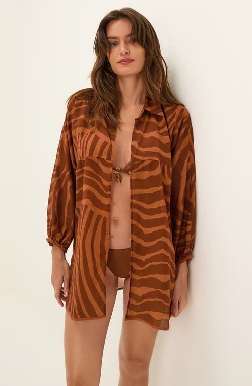 Vix Paula Hermanny Sundown Mori Cover-up Shirt In Brown