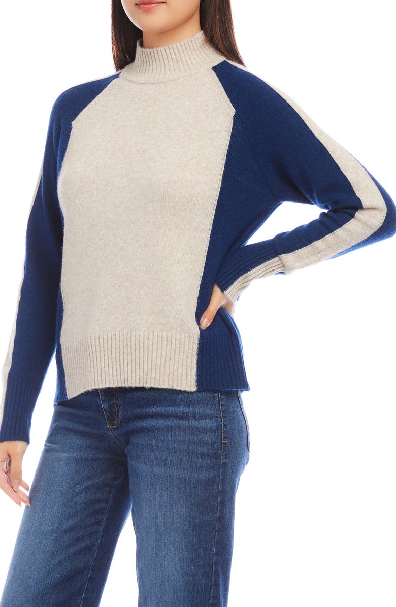 Karen Kane Colorblock Mock Neck Sweater, Alternate, color,