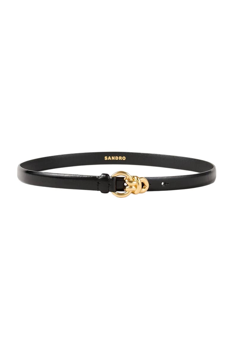 Slim leather belt, Main, color, Black