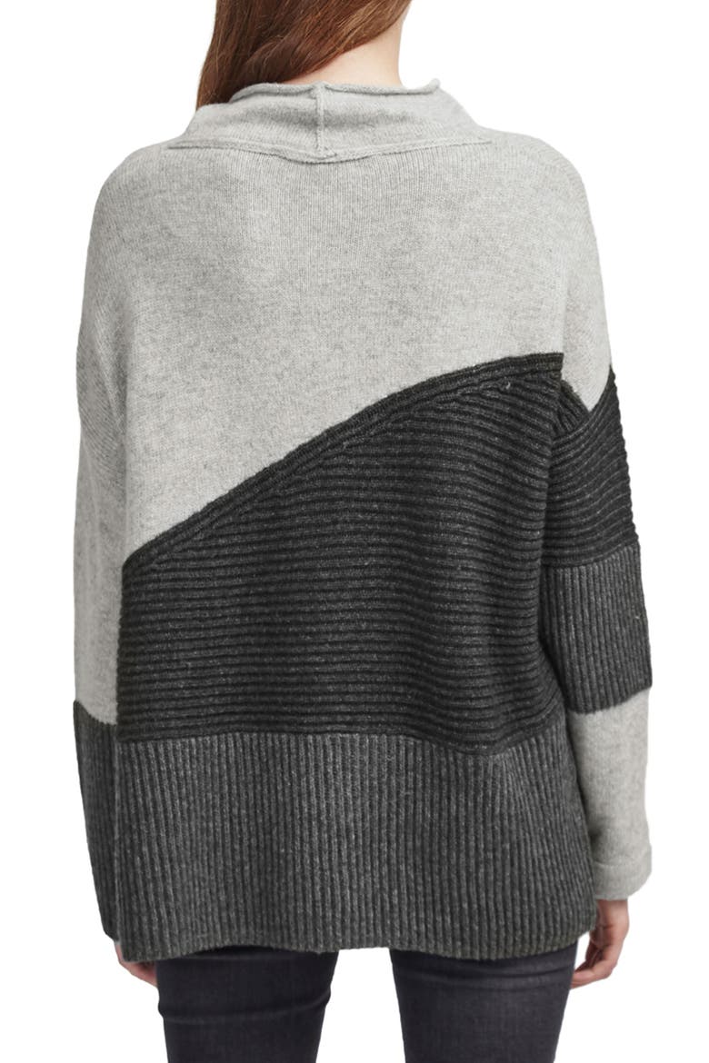 Patchwork Mock Neck Sweater, Alternate, color, GREY MELANGE
