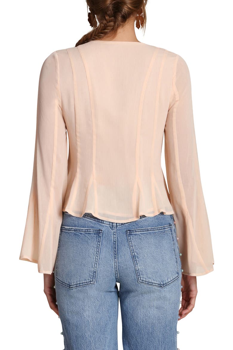 Lace-Up Front Godet Chiffon Top, Alternate, color, PEACH