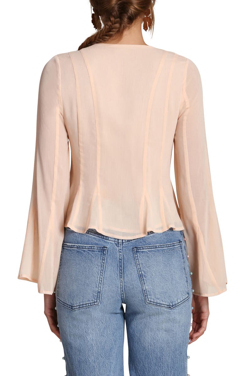 Avec Les Filles Lace-Up Front Godet Chiffon Top, Alternate, color, Peach