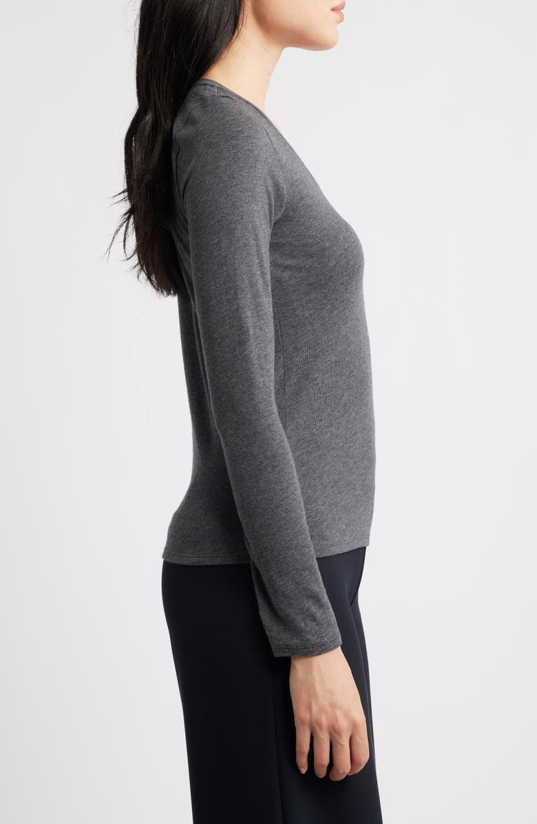 Eileen Fisher V-Neck Long Sleeve T-Shirt, Alternate, color, Charcoal
