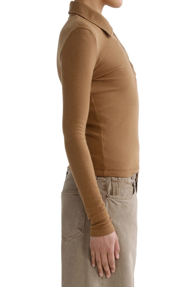Amos Long Sleeve Polo Shirt, Alternate, color, HONEY COMB MD MAPLE BROWN