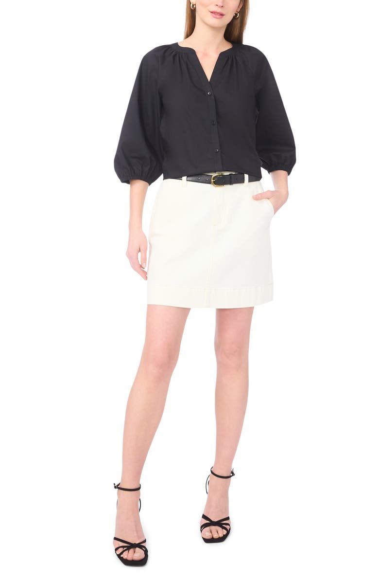 Vince Camuto Raglan Puff Sleeve Top, Alternate, color, Rich Black