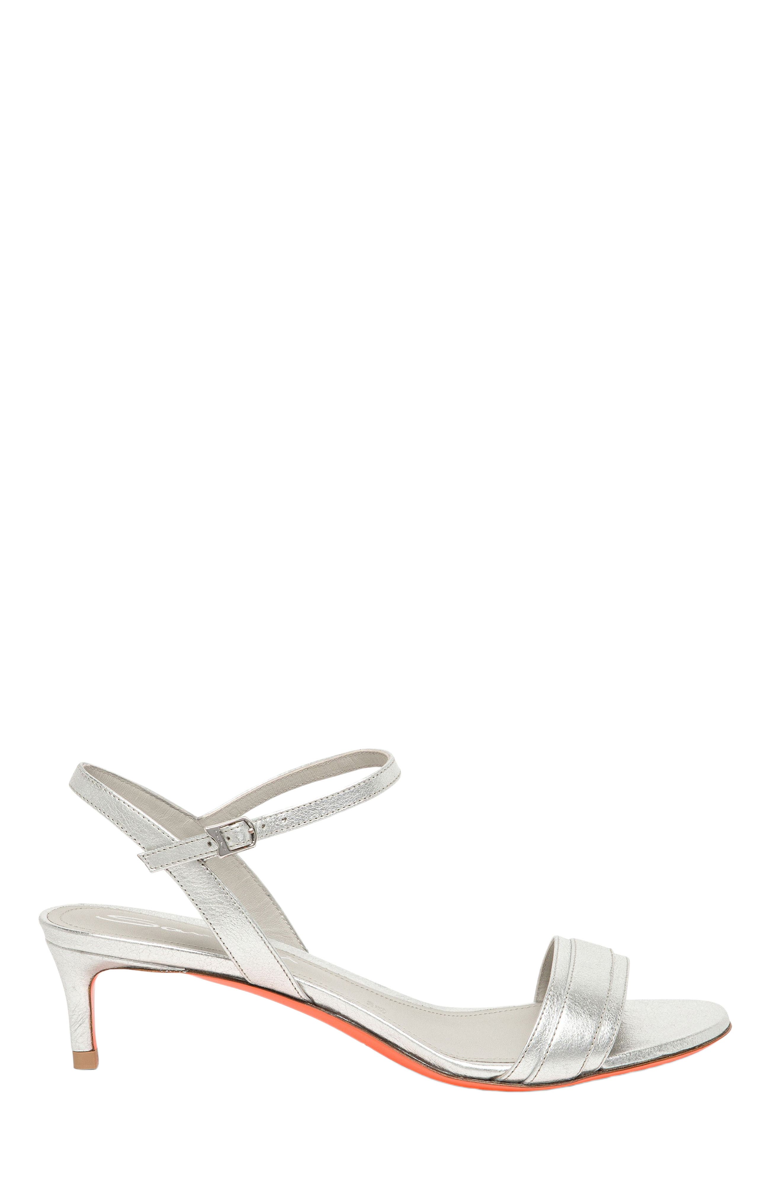 Santoni Women's mid-heel sandal, Main, color, Silver