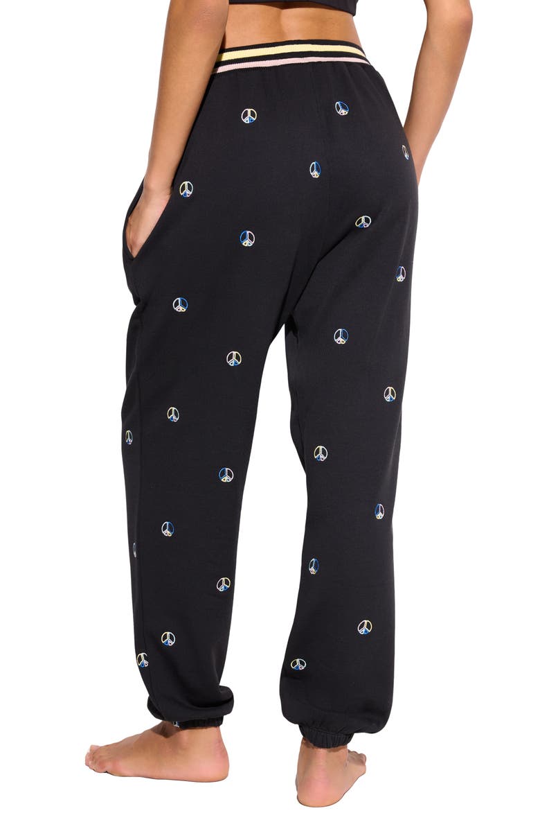 Spiritual Gangster Peace Embelem Hudson Cotton & Modal Sweatpants, Alternate, color, Black