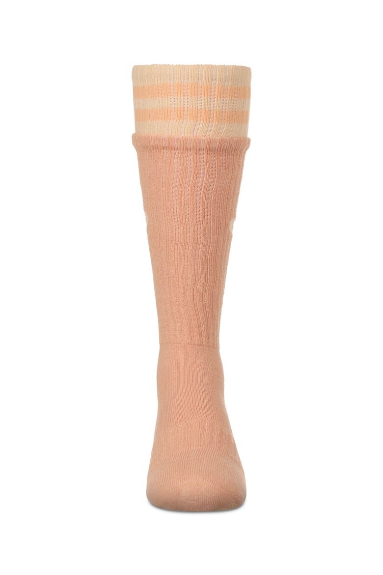 Ribbed Heart and Stripes Knee Sock, Alternate, color, Peach