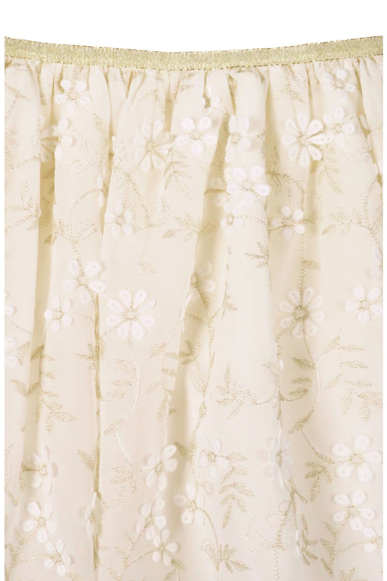 Kids' Metallic Floral Embroidered Party Dress, Alternate, color, IVORY/ GOLD