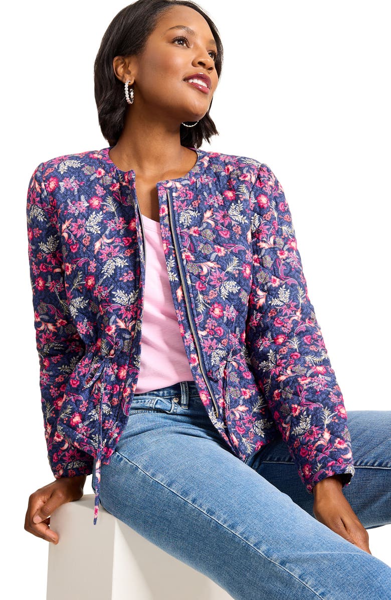 Tommy Bahama Sweeping Floral Quilted Jacket, Alternate, color, Island Navy