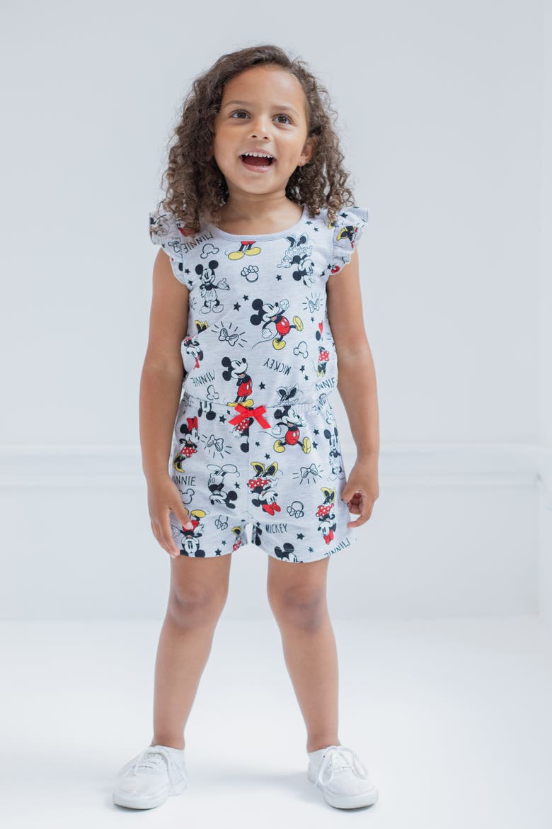 Sleeveless Skater Romper, Alternate, color, Minnie Mouse Multicolor