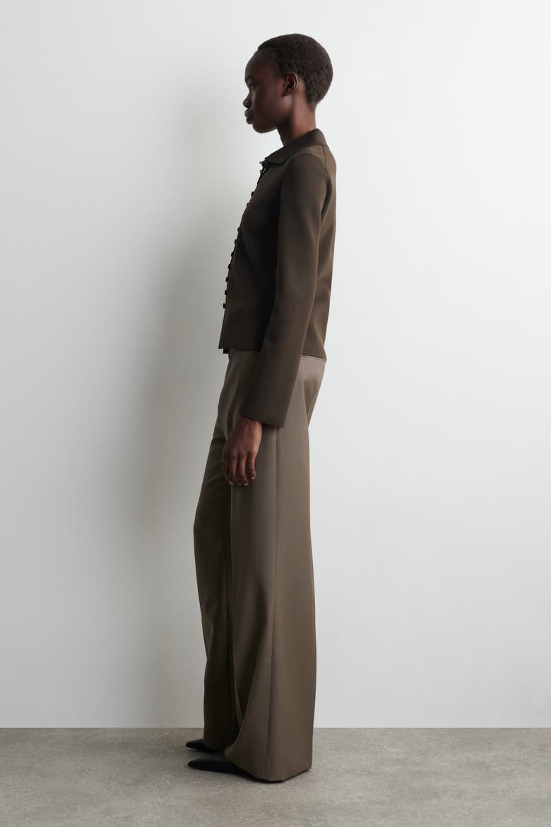 Waisted Milano-Knit Cardigan, Alternate, color, DARK BROWN