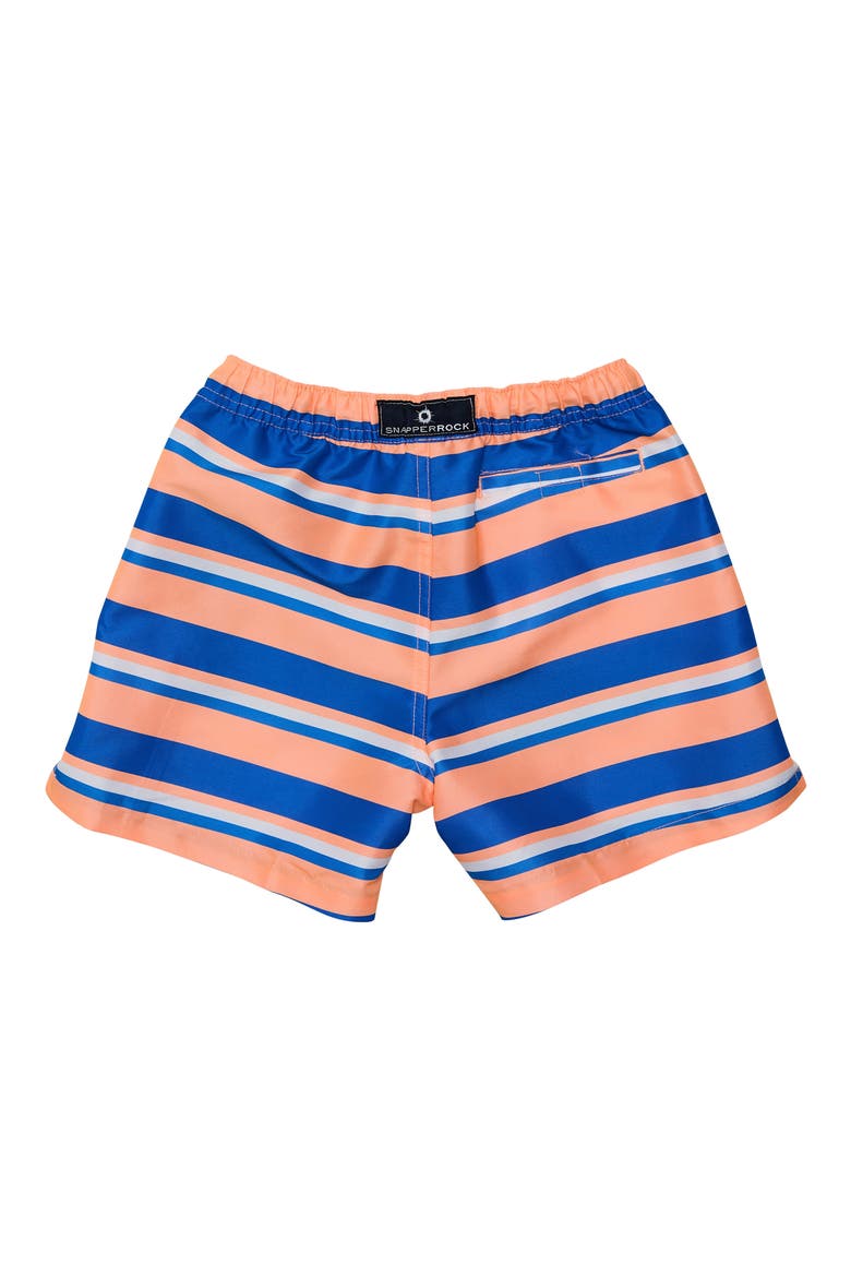 Kids' Tropicana Stripe Swim Trunks, Alternate, color, ORANGE / BLUE