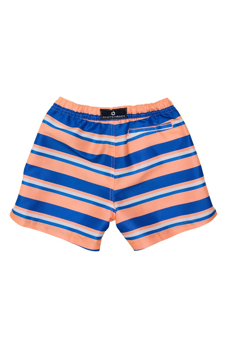Snapper Rock Kids' Tropicana Stripe Swim Trunks, Alternate, color, Orange / Blue