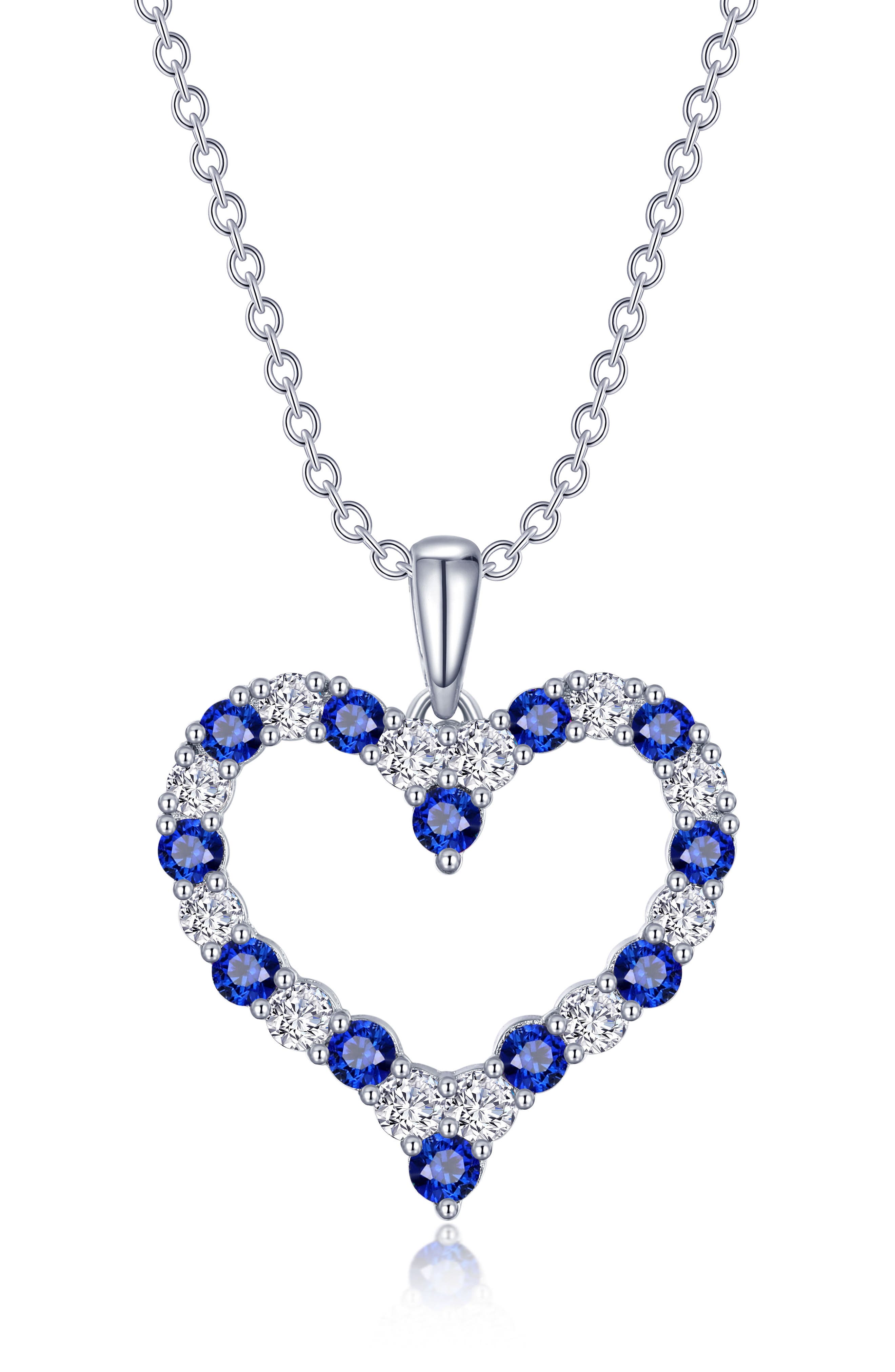 Lafonn Simulated Diamond & Lab Grown Gemstone Open Heart Pendant Necklace