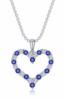 Lafonn Simulated Diamond & Lab Grown Gemstone Open Heart Pendant Necklace