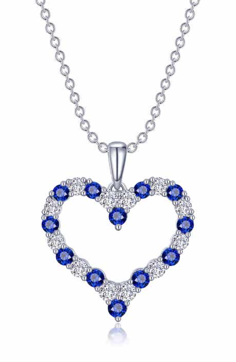 Lafonn Simulated Diamond & Lab Grown Gemstone Open Heart Pendant Necklace