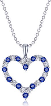 Lafonn Simulated Diamond & Lab Grown Gemstone Open Heart Pendant Necklace