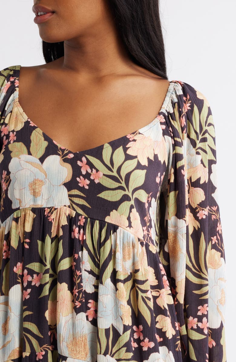 Billabong Lost Days Moon Floral Long Sleeve Babydoll Dress, Alternate, color, 