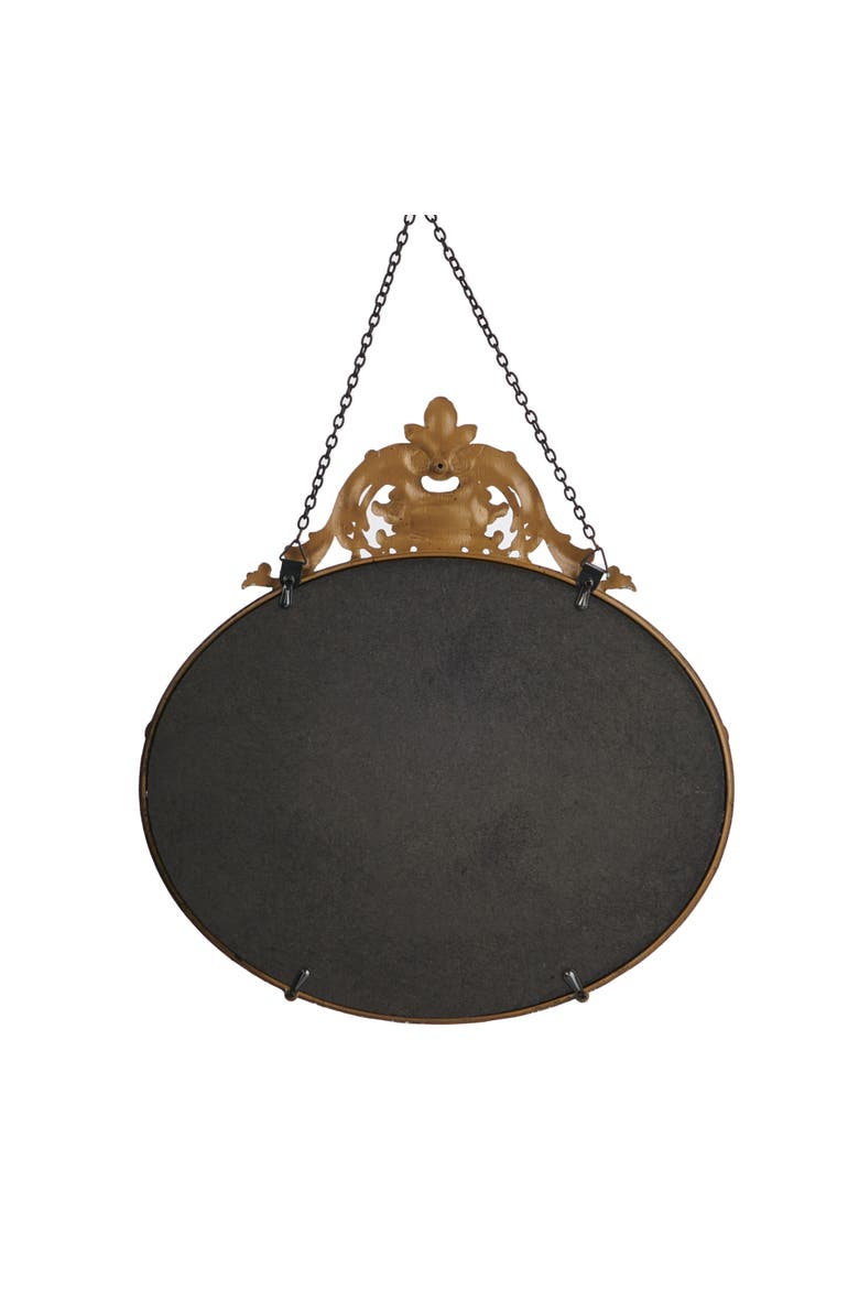 Vintage Pewter Framed Wall Mirror with Decorative Chain, Black, Alternate, color, Black