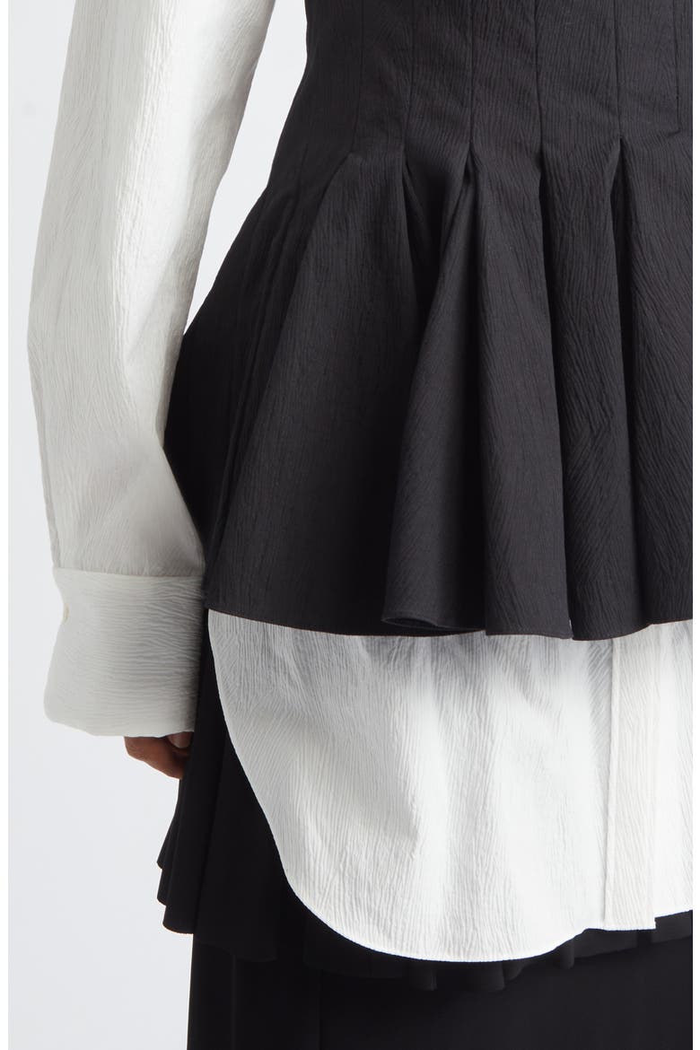 Mae Cotton Blend Tie Back Shirt, Alternate, color, BLACK/ IVORY