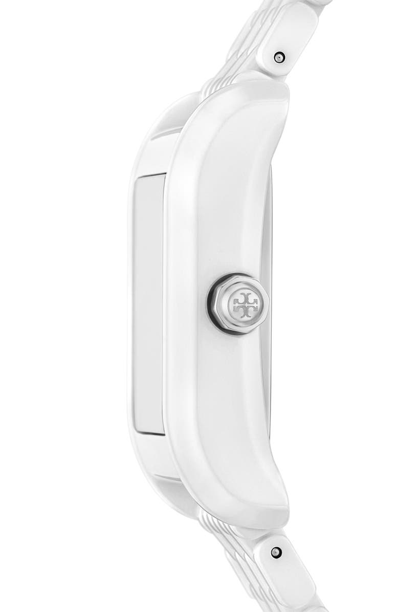 Tory Burch The Eleanor Ceramic Bracelet Watch, 26mm x 38mm, Alternate, color, White