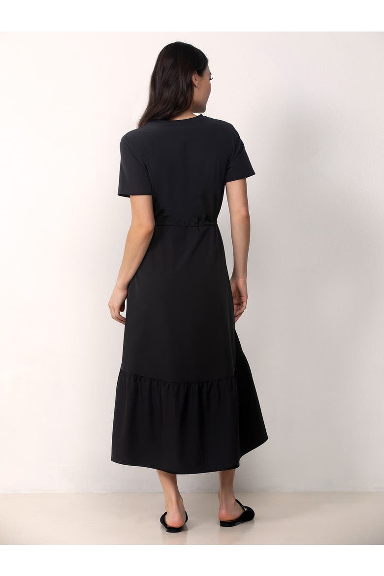 Tiered Midi Dress, Alternate, color, Black