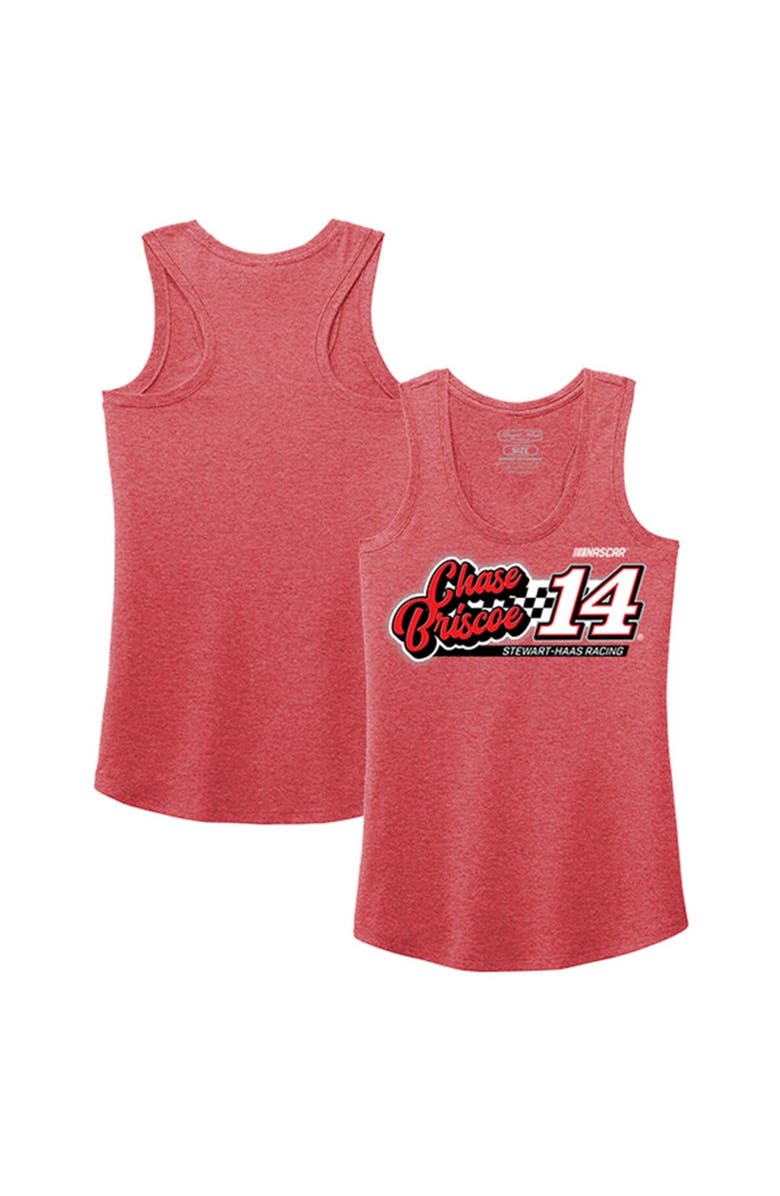 STEWART-HAAS RACING Women's Stewart-Haas Racing Team Collection Heather Red Chase Briscoe 2023 #14 Finish Line Tri-Blend Racerback Tank Top, Main, color, Heather Red