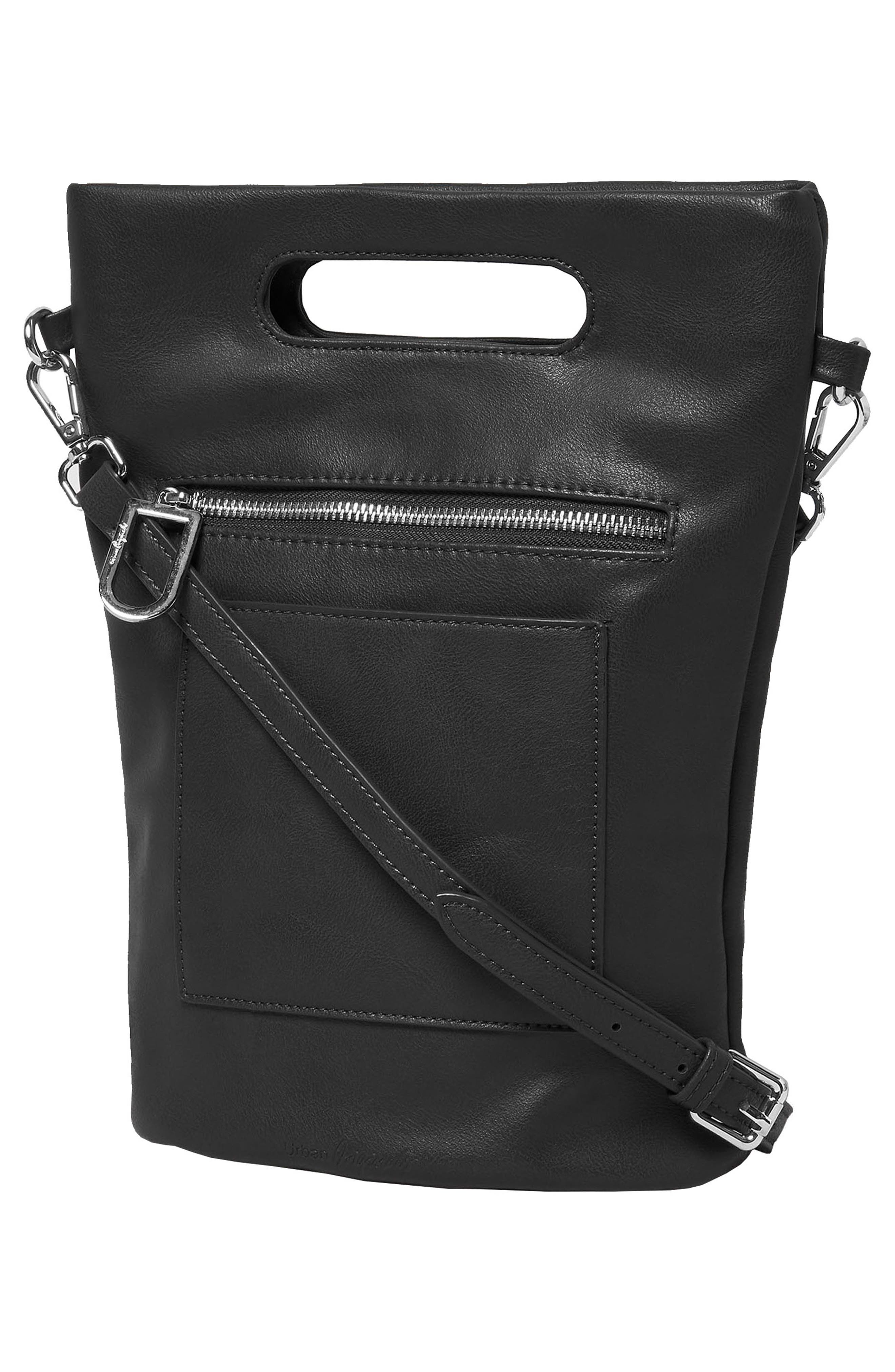 Collector Vegan Leather Crossbody Bag, Alternate, color, BLACK