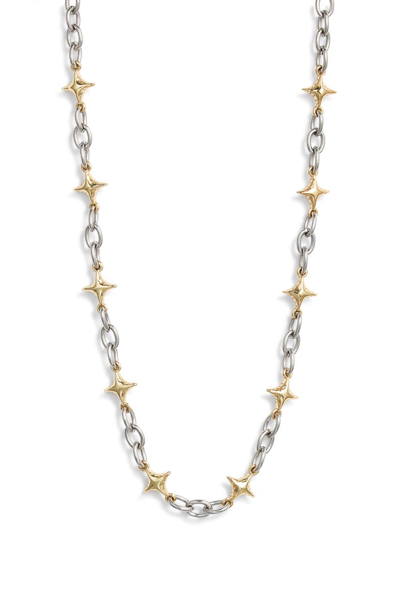 Duotone Star Power Necklace, Main, color, GOLD/ SILVER