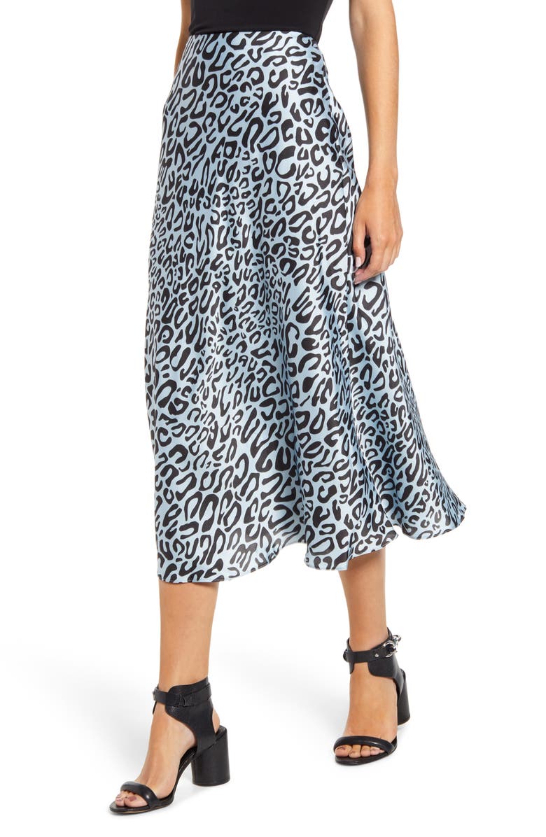 Rebecca Minkoff Davis Leopard Print Midi Skirt, Main, color, 