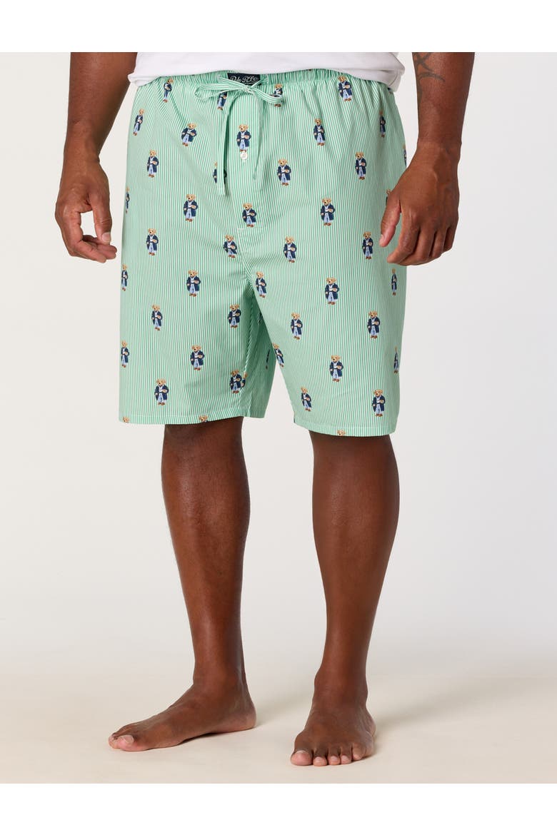 Big & Tall Morning Bear Printed Lounge Shorts, Main, color, GREEN