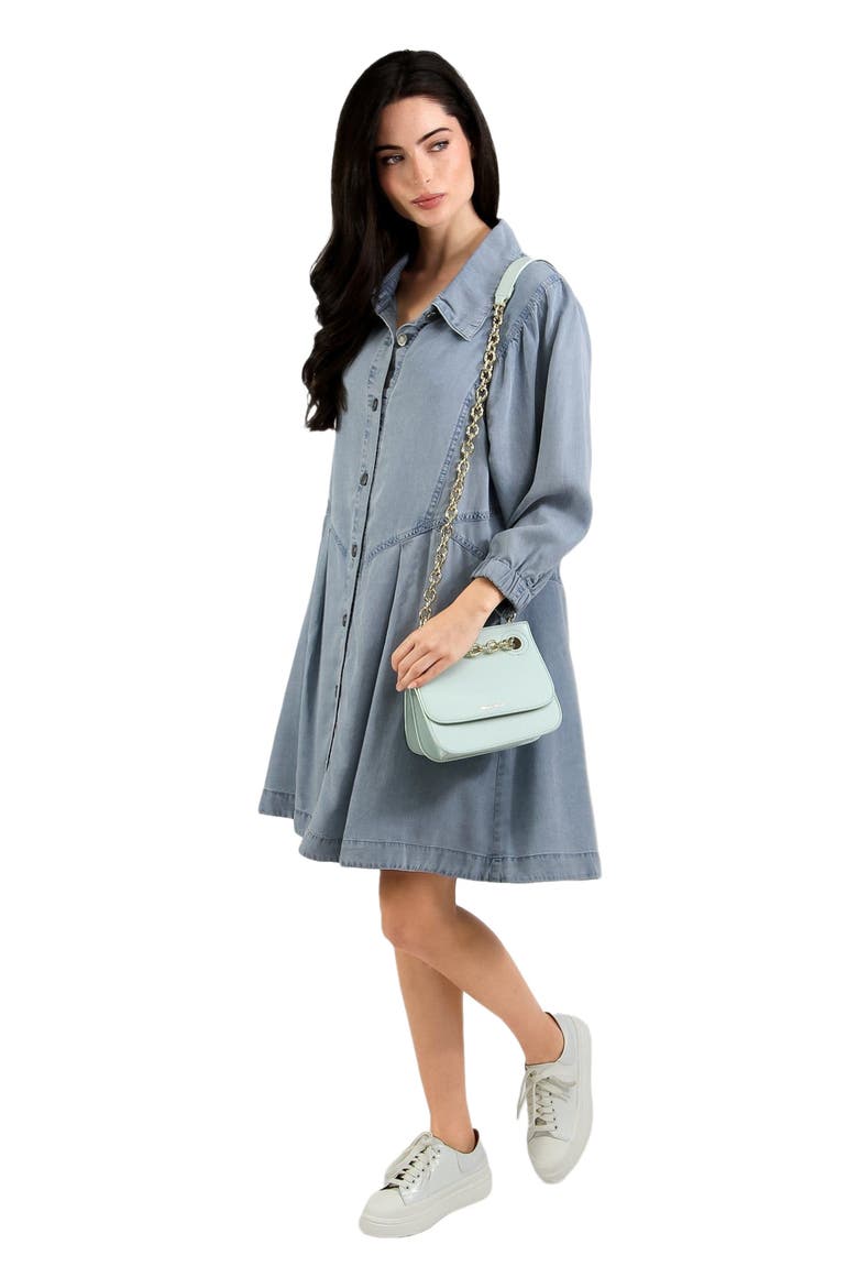 Supercut Denim Dress, Alternate, color, Mid Denim