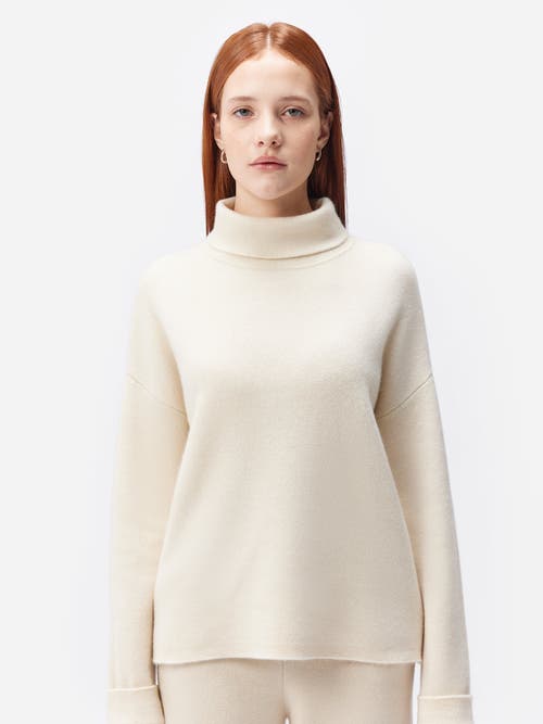 Gobi Mongolian Cashmere Organic Color Cashmere Roll-neck Sweater In Off White