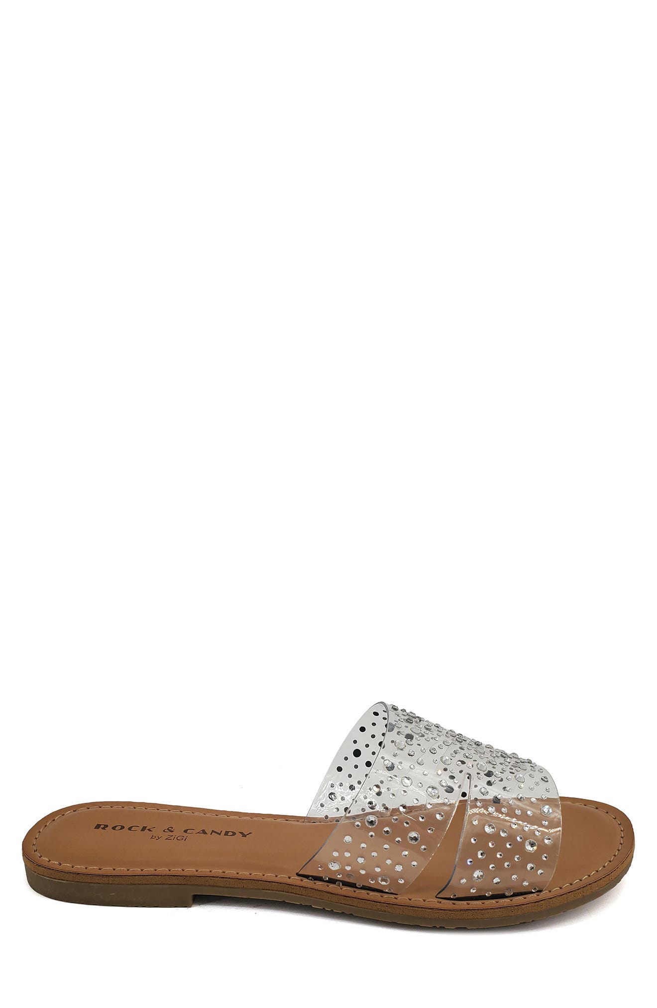 ROCK AND CANDY Rock & Candy Embellished Clear Strap Slide Sandal (Women ...