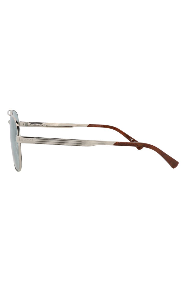 60mm Pilot Sunglasses, Alternate, color, SILVER SILVER GREEN