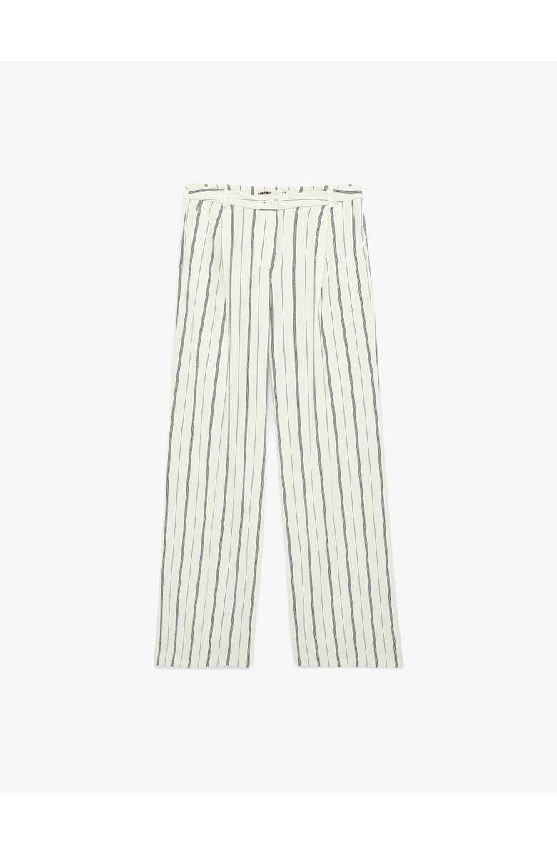 Koton Mid-Rise Striped Trousers, Alternate, color, White Stripe