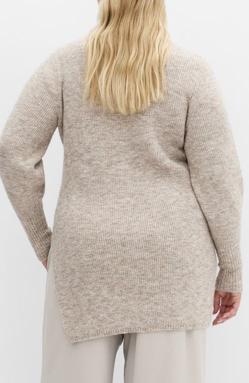 City Chic Side Split Mock Neck Longline Sweater In Gray