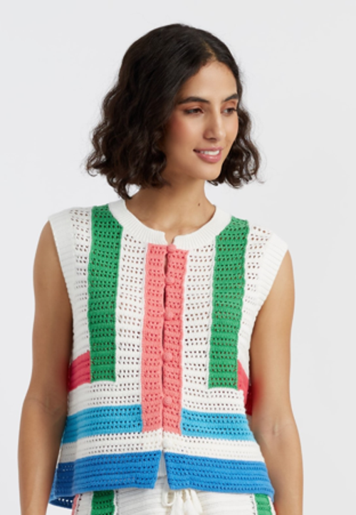 Chinti & Parker Cotton Capri Vest In Cream